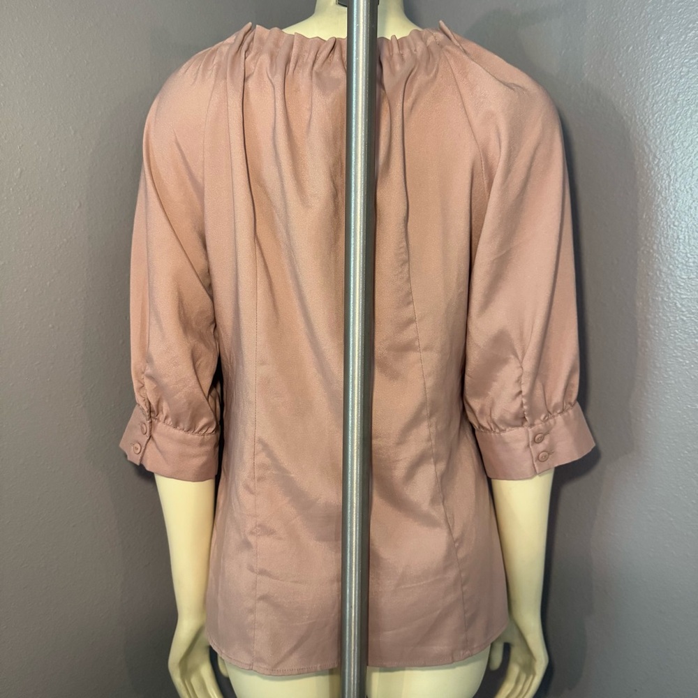 Mikarose Ruffle Front Blouse Tan - Picture 2 of 8